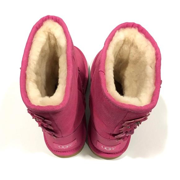 UGG CLASSIC SHORT II PETAL BOOTS -PINK AZALEA LEATHER -BIG KIDS US 5 -NEW - Picture 7 of 9